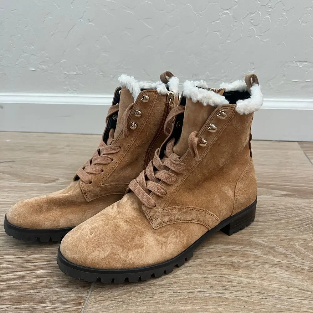 NEW $258 Kate Spade Raegan Faux Shearling Lined Lug Sole Boot